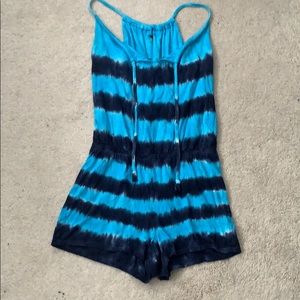 Blue tie die romper